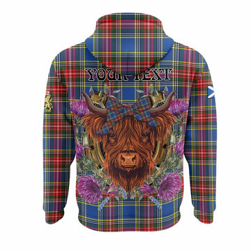 Bethune Tartan Hoodie Scottish Thistle Heilan Coo