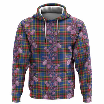 Bethune Tartan Hoodie Seamless Scottish Thistle Flowers