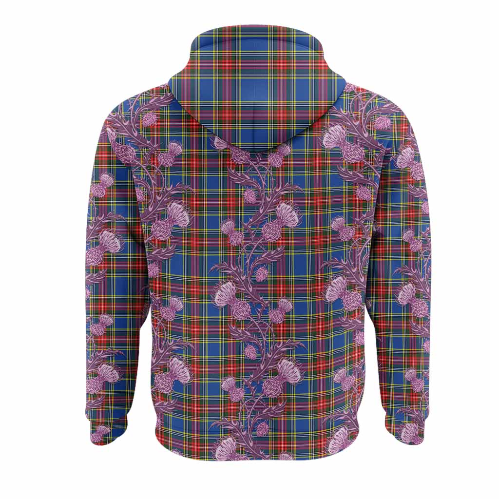 Bethune Tartan Hoodie Seamless Scottish Thistle Flowers