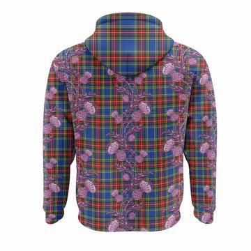 Bethune Tartan Hoodie Seamless Scottish Thistle Flowers