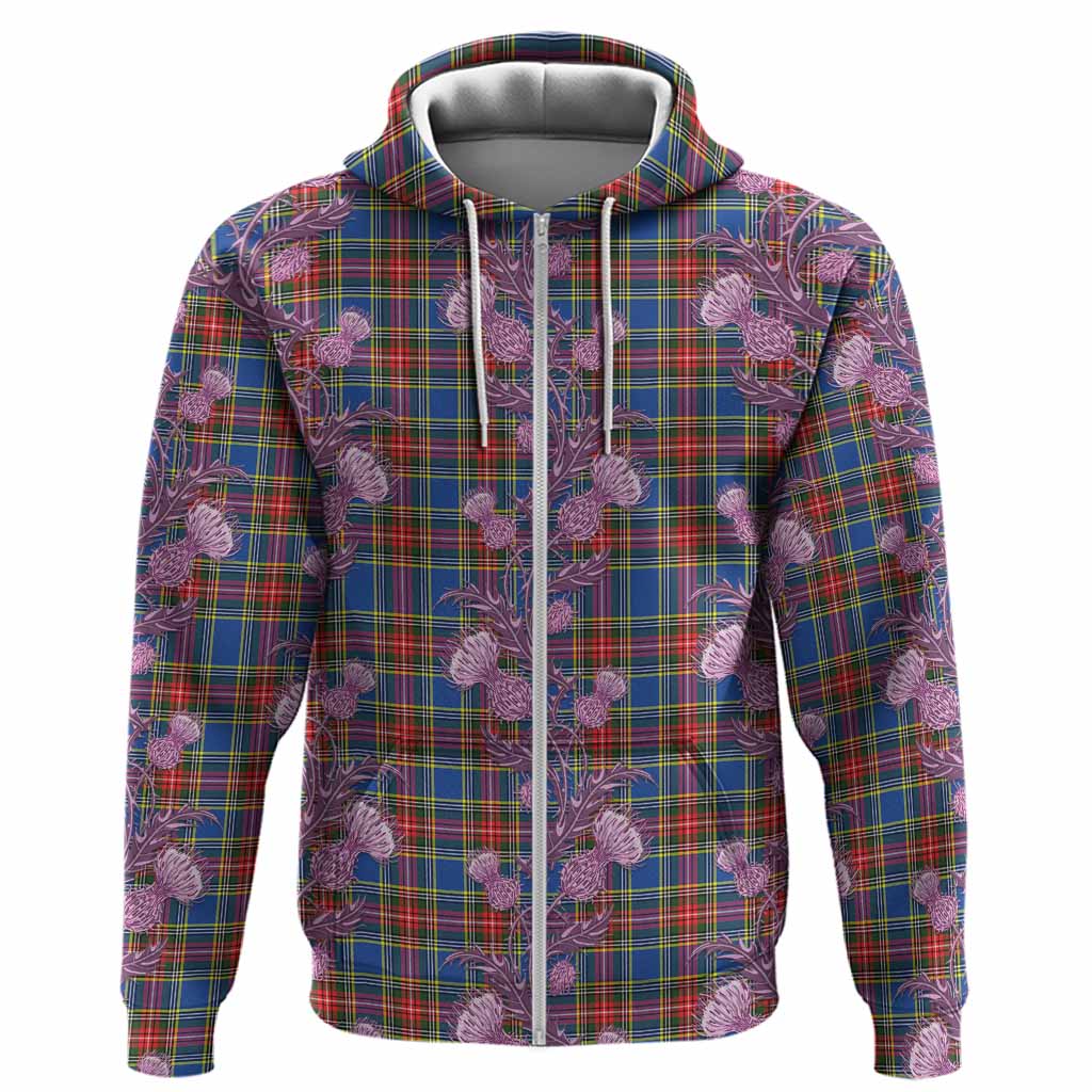 Bethune Tartan Hoodie Seamless Scottish Thistle Flowers