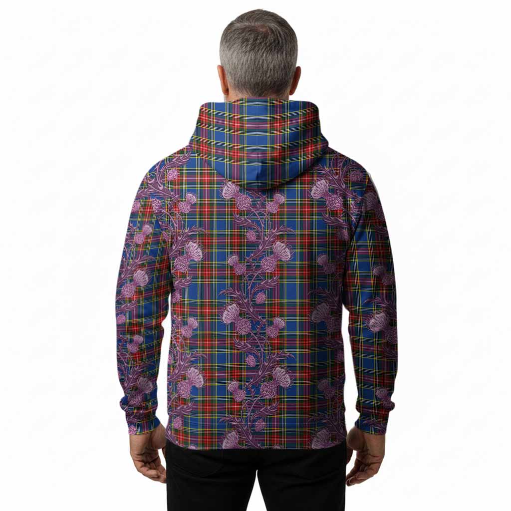 Bethune Tartan Hoodie Seamless Scottish Thistle Flowers