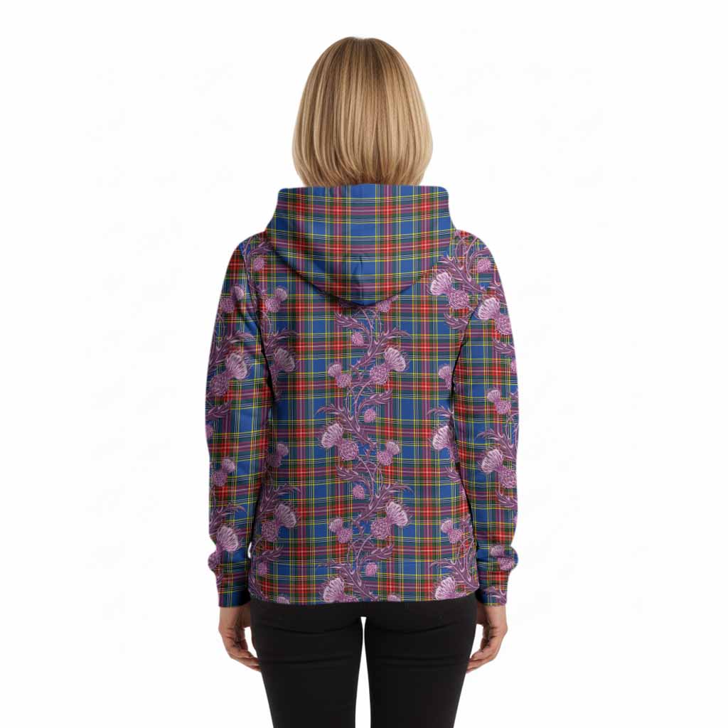 Bethune Tartan Hoodie Seamless Scottish Thistle Flowers