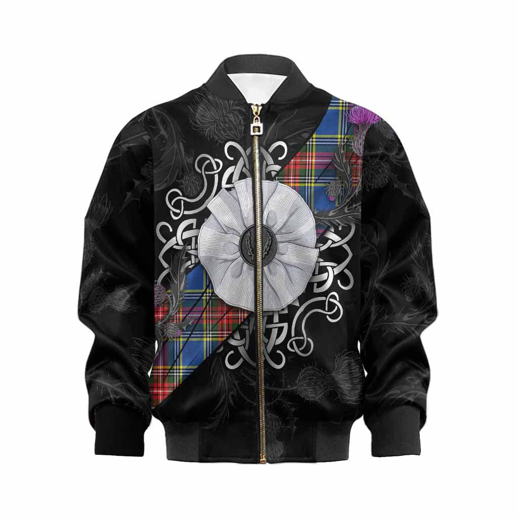 Bethune Tartan Kid Bomber Jacket Jacobite White Rose Kid XS - Tartan Vibes Clothing