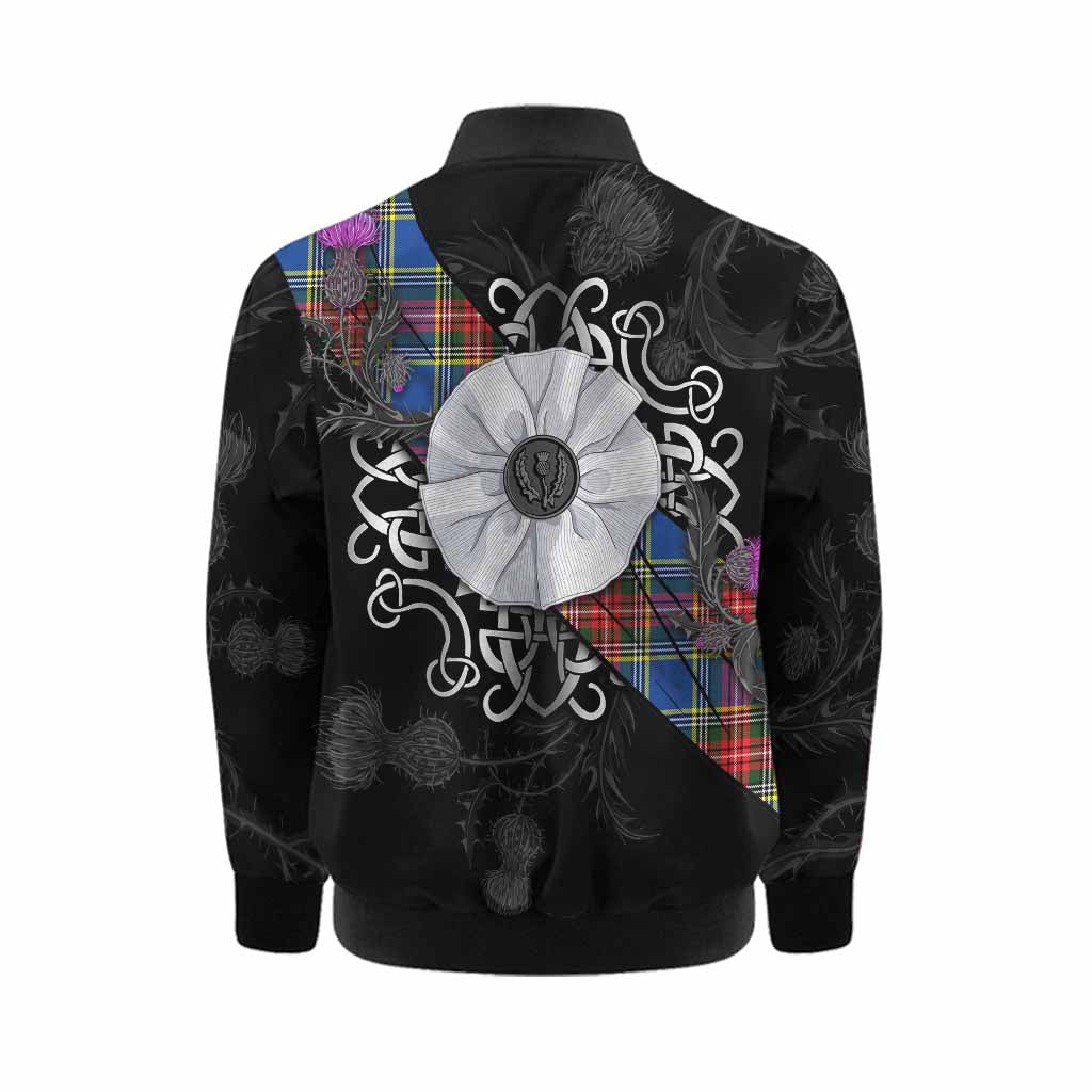 Bethune Tartan Kid Bomber Jacket Jacobite White Rose Kid - Tartan Vibes Clothing