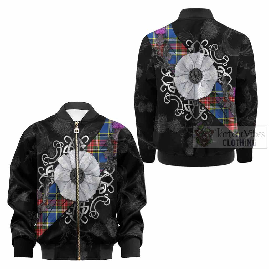 Bethune Tartan Kid Bomber Jacket Jacobite White Rose - Tartan Vibes Clothing