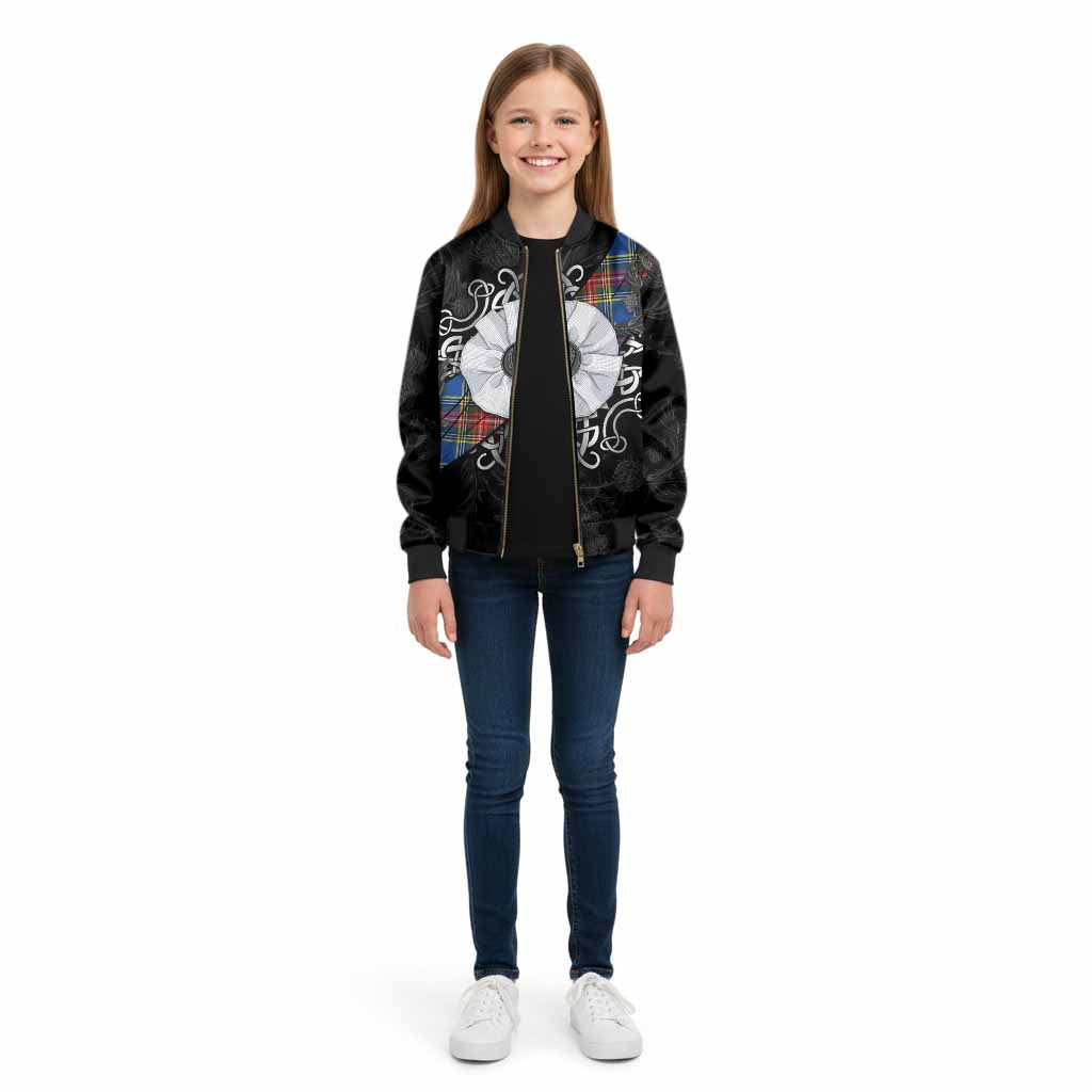 Bethune Tartan Kid Bomber Jacket Jacobite White Rose - Tartan Vibes Clothing