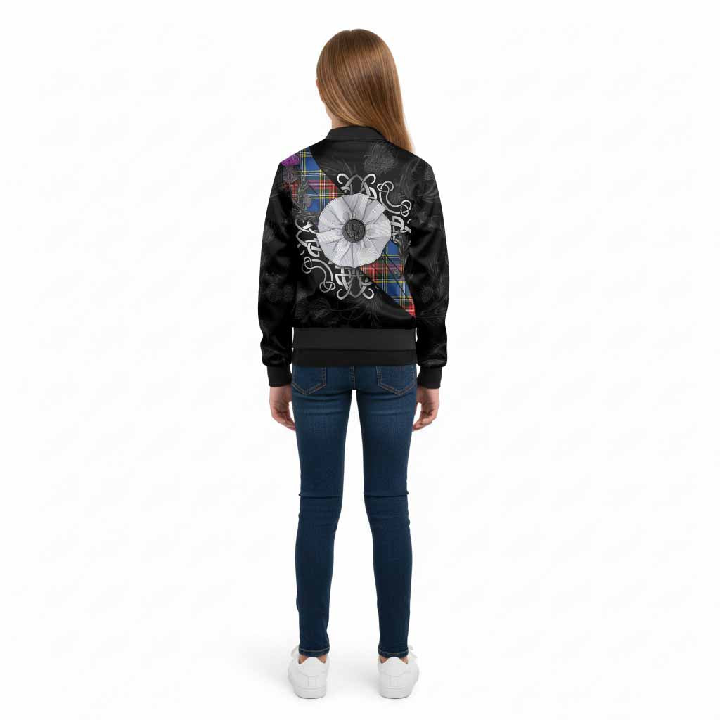 Bethune Tartan Kid Bomber Jacket Jacobite White Rose - Tartan Vibes Clothing