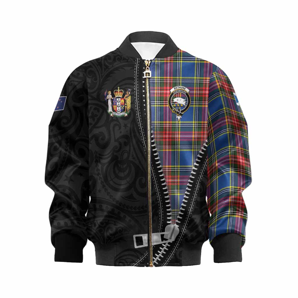 Bethune Tartan Kid Bomber Jacket New Zealand Pattern Unique Zipper Stylized