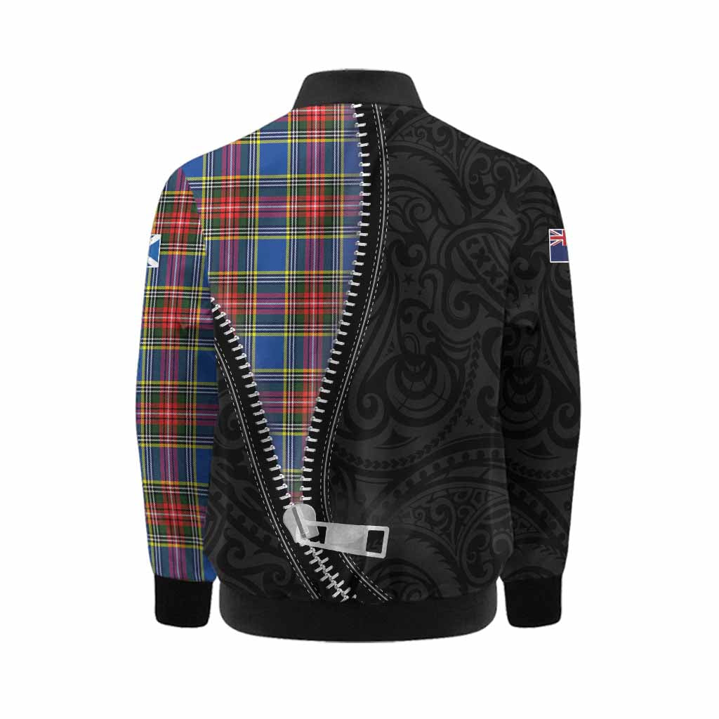 Bethune Tartan Kid Bomber Jacket New Zealand Pattern Unique Zipper Stylized