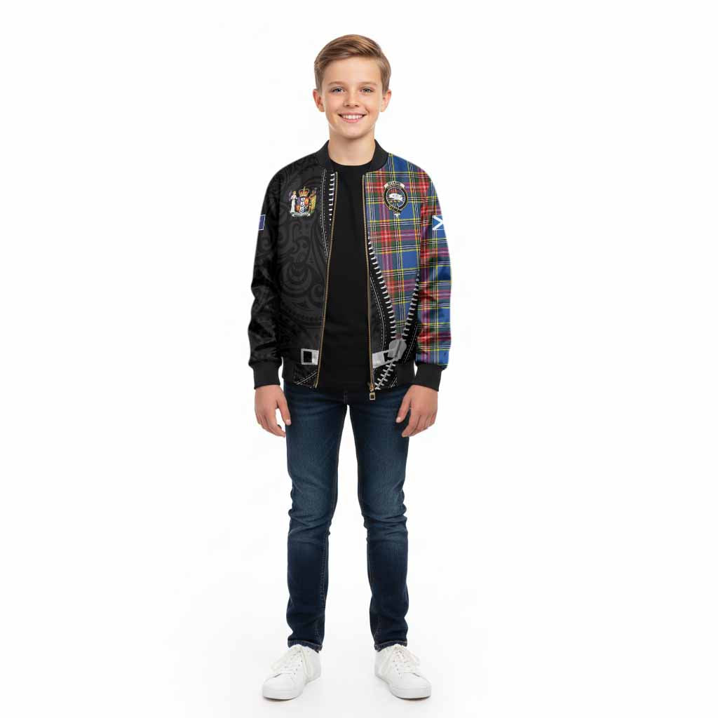 Bethune Tartan Kid Bomber Jacket New Zealand Pattern Unique Zipper Stylized