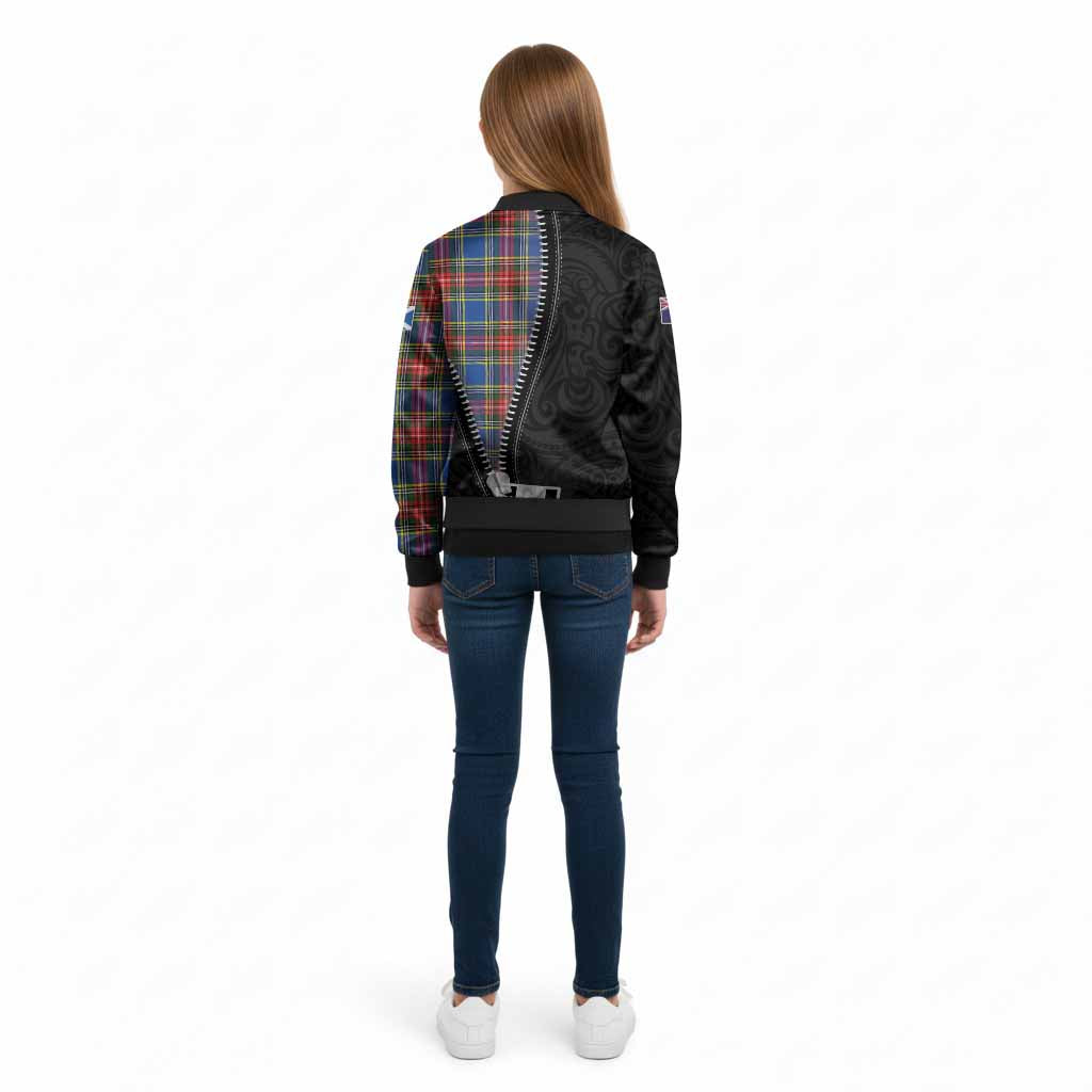 Bethune Tartan Kid Bomber Jacket New Zealand Pattern Unique Zipper Stylized