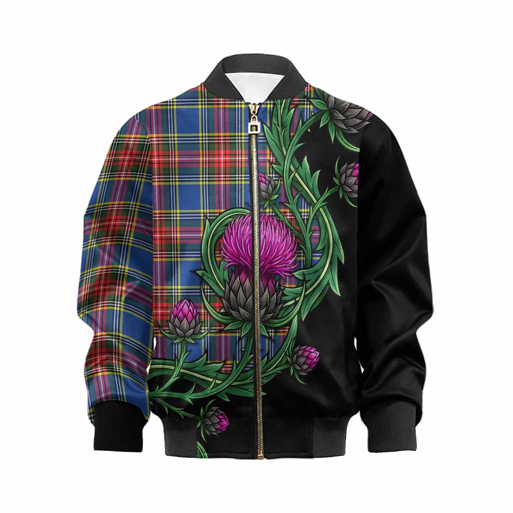Bethune Tartan Kid Bomber Jacket Resilient Scottish Thistle Kid XS - Tartan Vibes Clothing