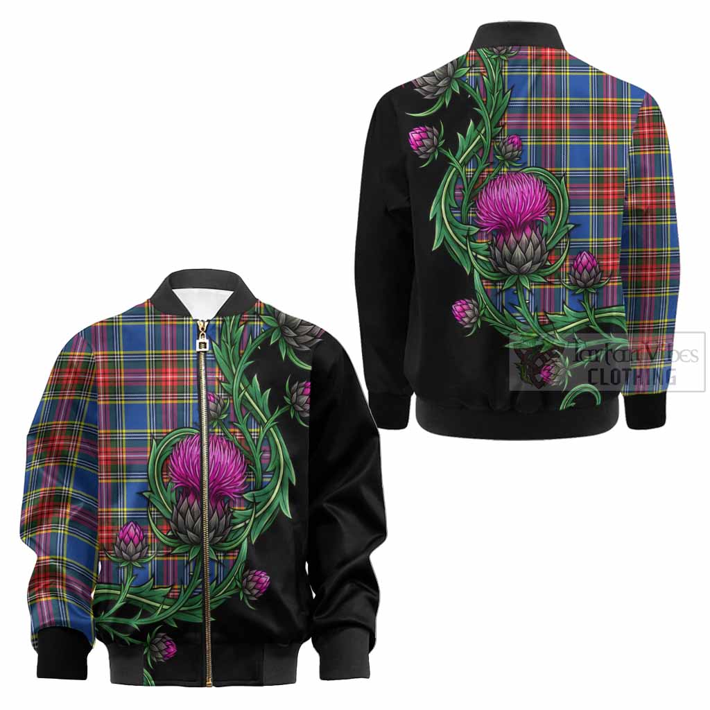 Bethune Tartan Kid Bomber Jacket Resilient Scottish Thistle - Tartan Vibes Clothing