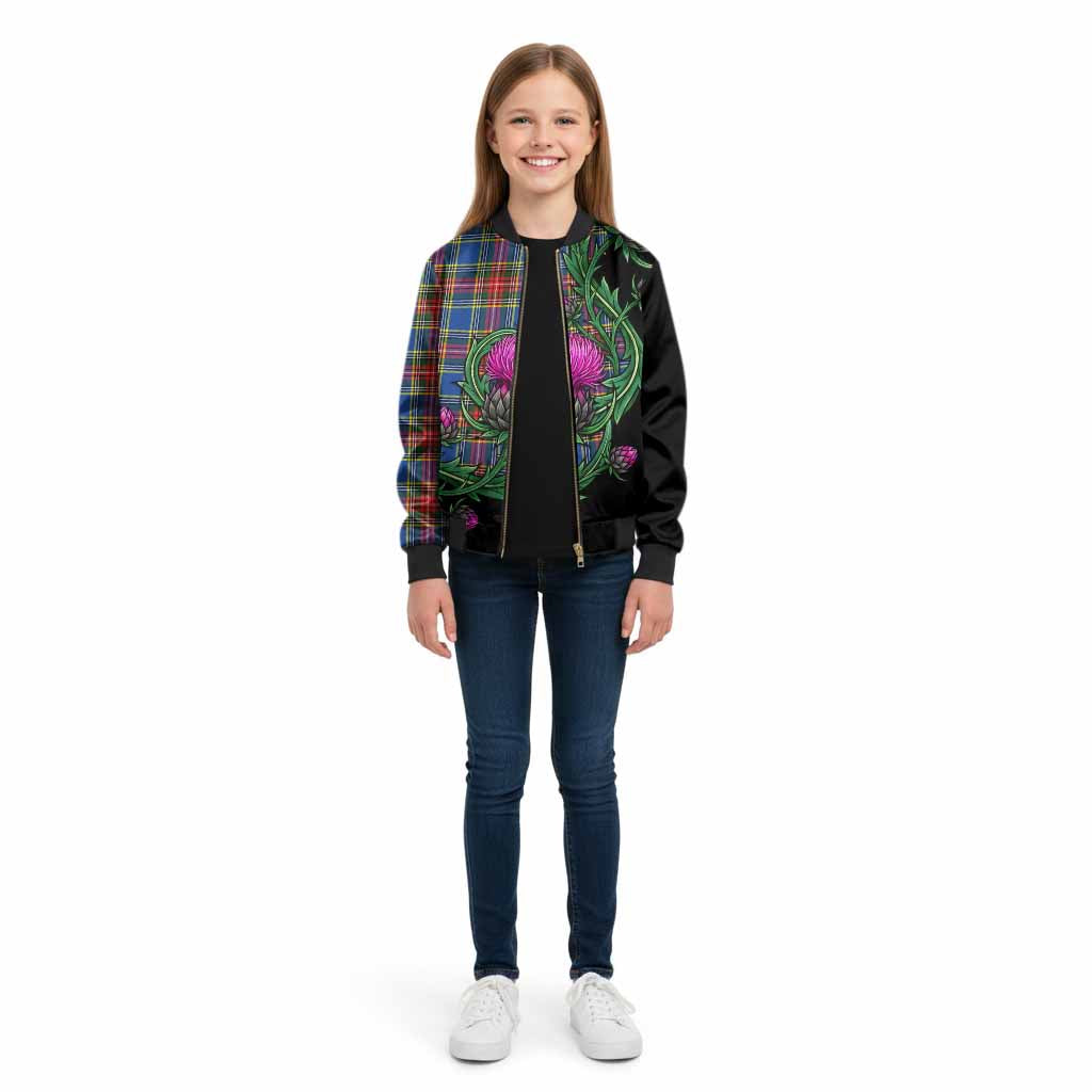 Bethune Tartan Kid Bomber Jacket Resilient Scottish Thistle - Tartan Vibes Clothing
