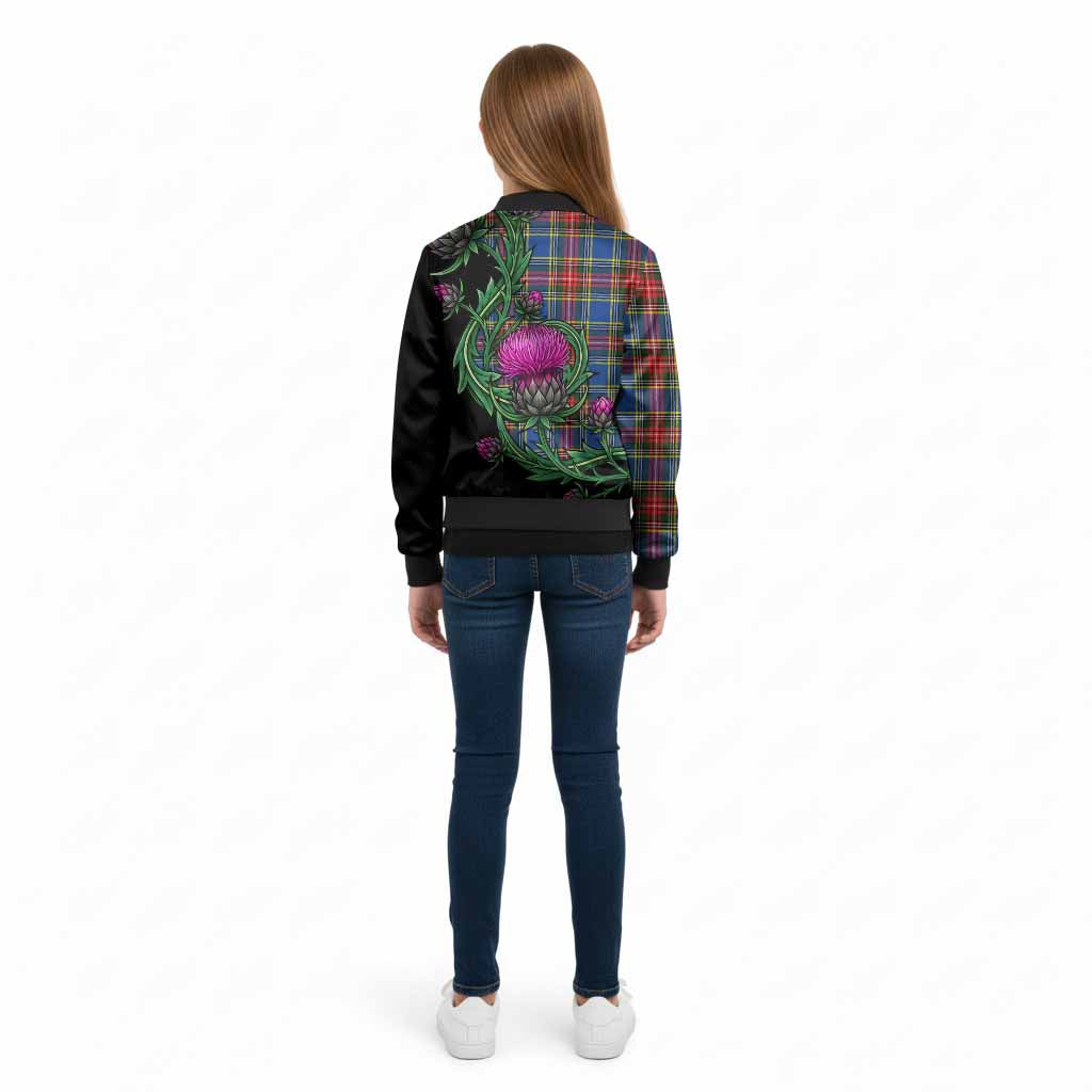 Bethune Tartan Kid Bomber Jacket Resilient Scottish Thistle - Tartan Vibes Clothing