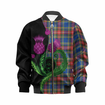 Bethune Tartan Kid Bomber Jacket Traditional Scottish Thistle