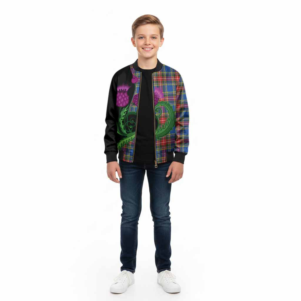 Bethune Tartan Kid Bomber Jacket Traditional Scottish Thistle