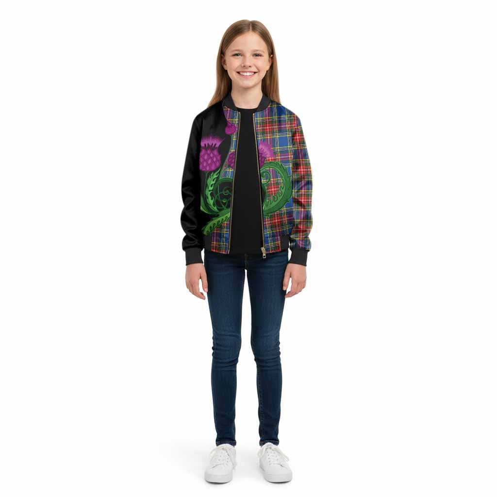 Bethune Tartan Kid Bomber Jacket Traditional Scottish Thistle