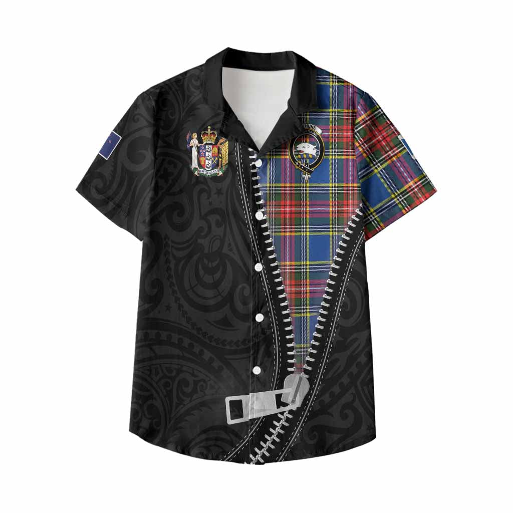 Bethune Tartan Kid Hawaiian Shirt New Zealand Pattern Unique Zipper Stylized