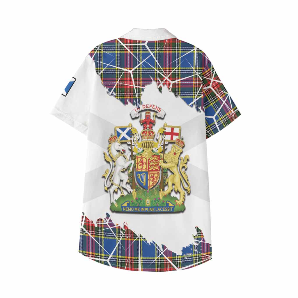 Bethune Tartan Kid Hawaiian Shirt with Family Crest and Lion Rampant Grunge Style