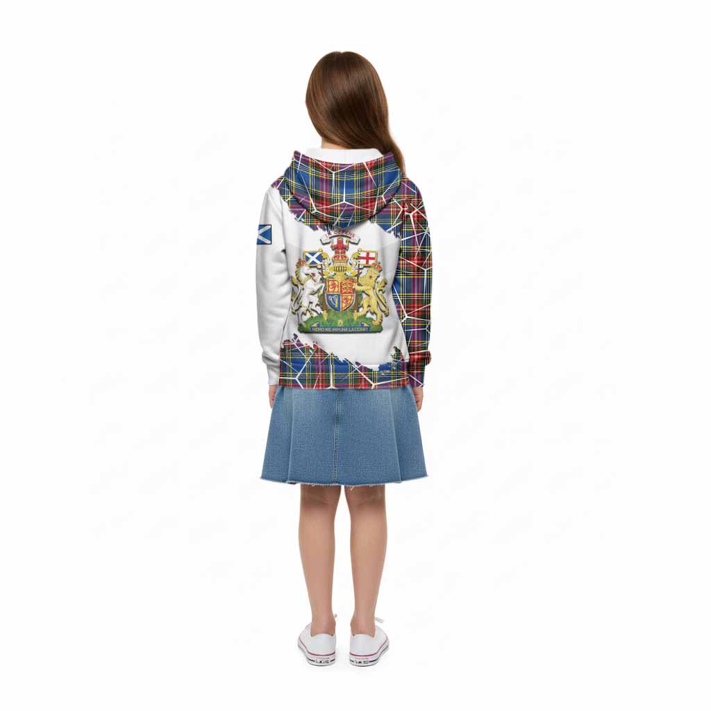 Bethune Tartan Kid Hoodie with Family Crest and Lion Rampant Grunge Style