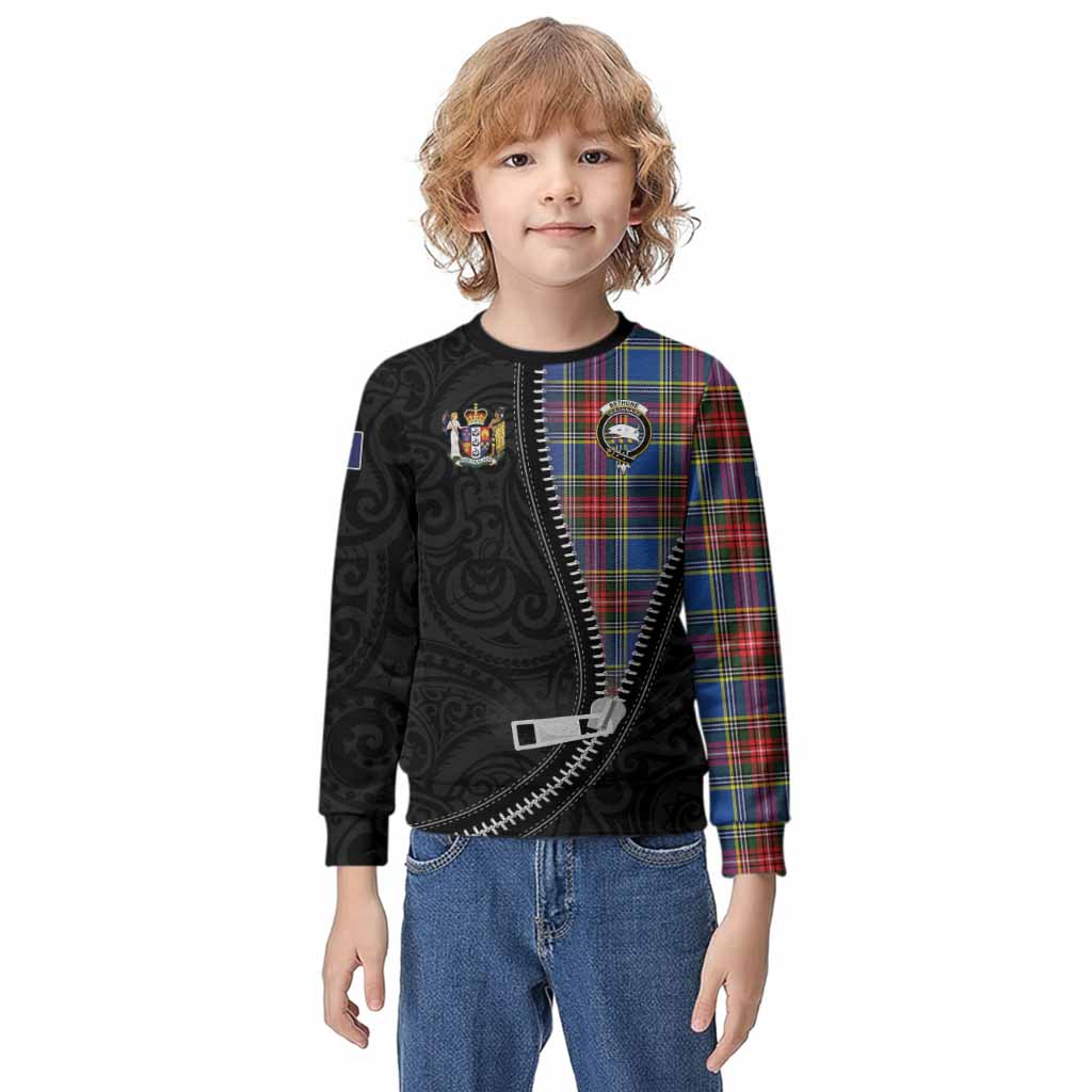 Bethune Tartan Kid Knitted Sweatshirt New Zealand Pattern Unique Zipper Stylized