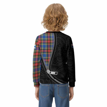Bethune Tartan Kid Knitted Sweatshirt New Zealand Pattern Unique Zipper Stylized
