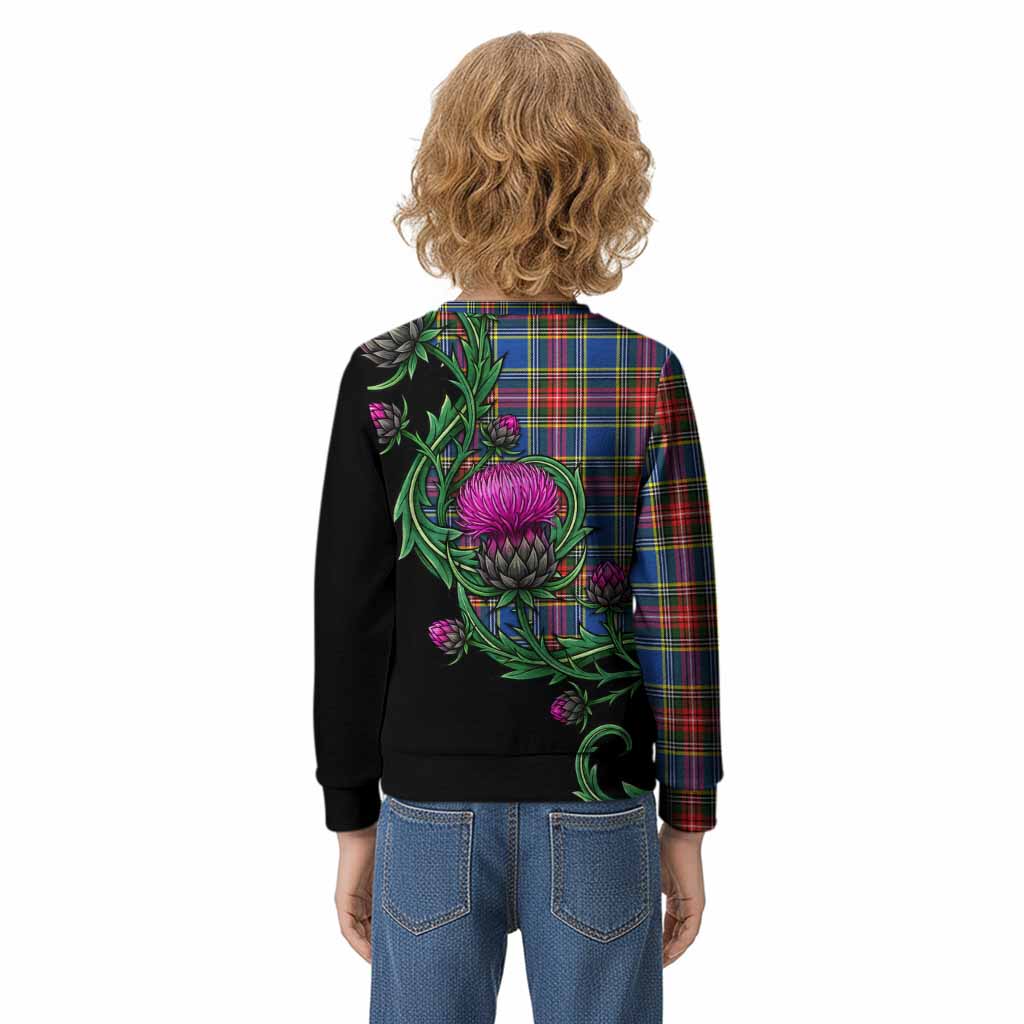 Bethune Tartan Kid Knitted Sweatshirt Resilient Scottish Thistle - Tartan Vibes Clothing