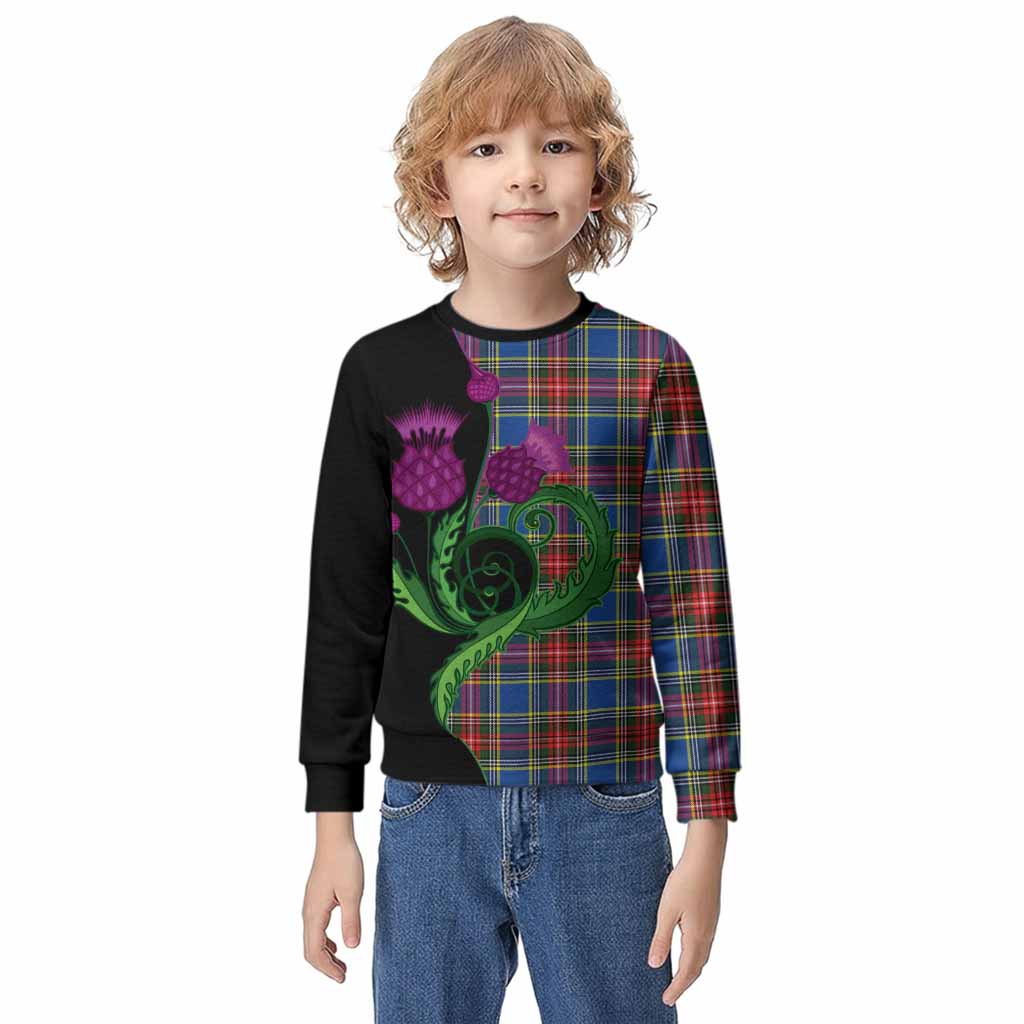 Bethune Tartan Kid Knitted Sweatshirt Traditional Scottish Thistle