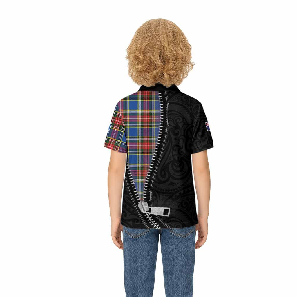 Bethune Tartan Kid Polo Shirt New Zealand Pattern Unique Zipper Stylized