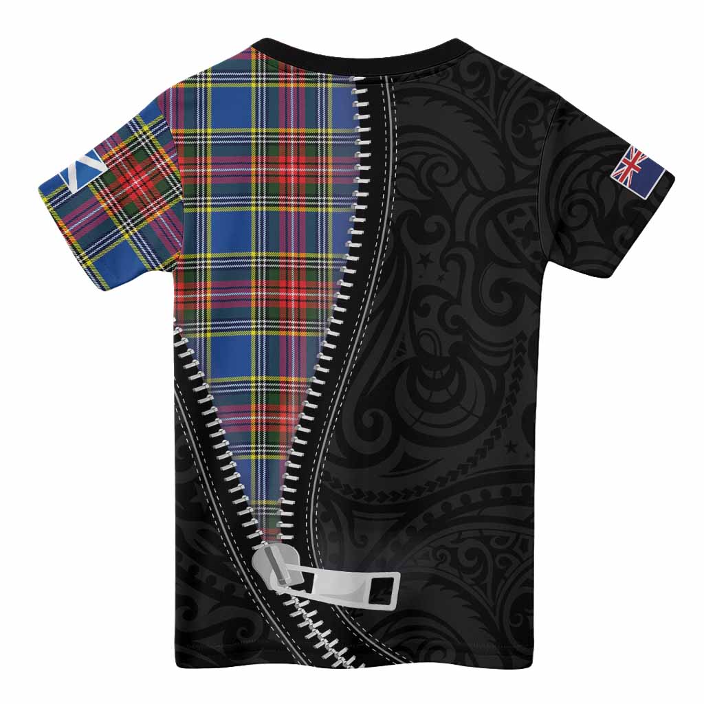 Bethune Tartan Kid T-shirt New Zealand Pattern Unique Zipper Stylized