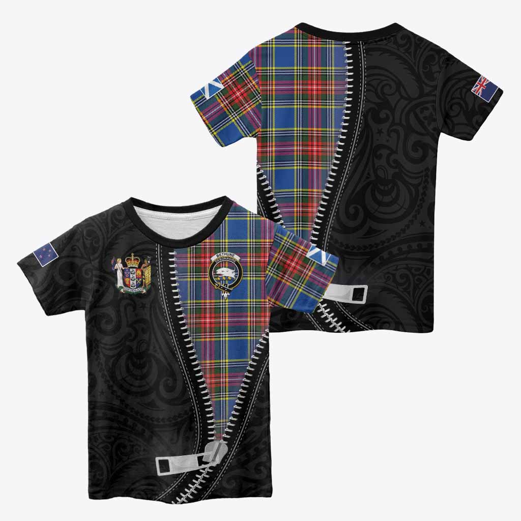 Bethune Tartan Kid T-shirt New Zealand Pattern Unique Zipper Stylized