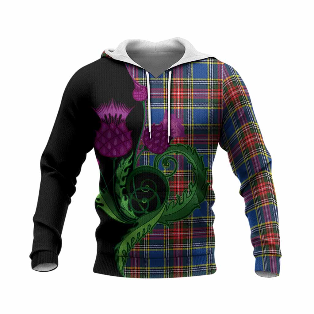 Bethune Tartan Knitted Hoodie Traditional Scottish Thistle