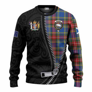 Bethune Tartan Knitted Sweater New Zealand Pattern Unique Zipper Stylized