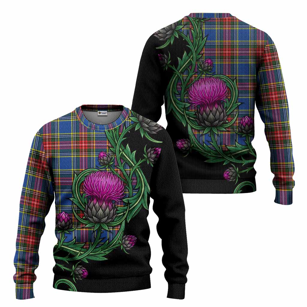 Bethune Tartan Knitted Sweater Resilient Scottish Thistle - Tartan Vibes Clothing
