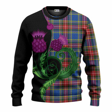 Bethune Tartan Knitted Sweater Traditional Scottish Thistle