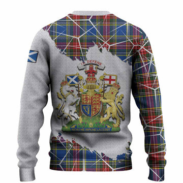 Bethune Tartan Knitted Sweater with Family Crest and Lion Rampant Grunge Style