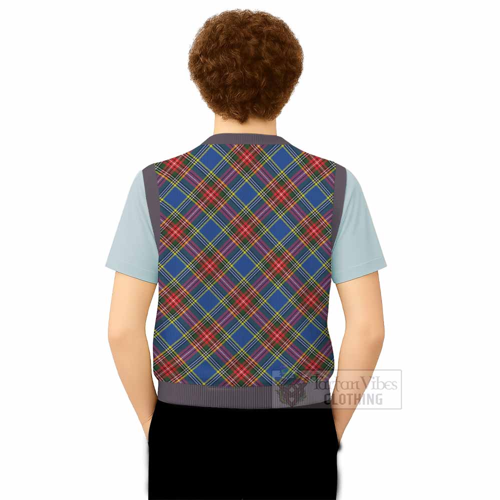 Bethune Tartan  Knitted V-Neck Vest Cross Style