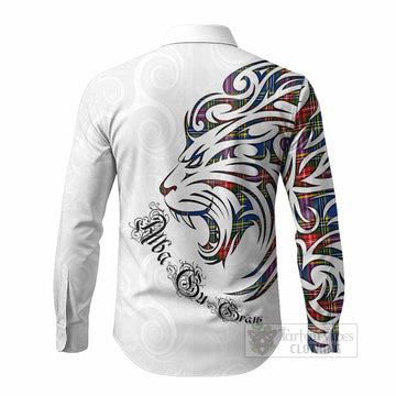Bethune Tartan Lion Roar Long Sleeve Button Shirts Alba Gu Brath with Celtic Motifs