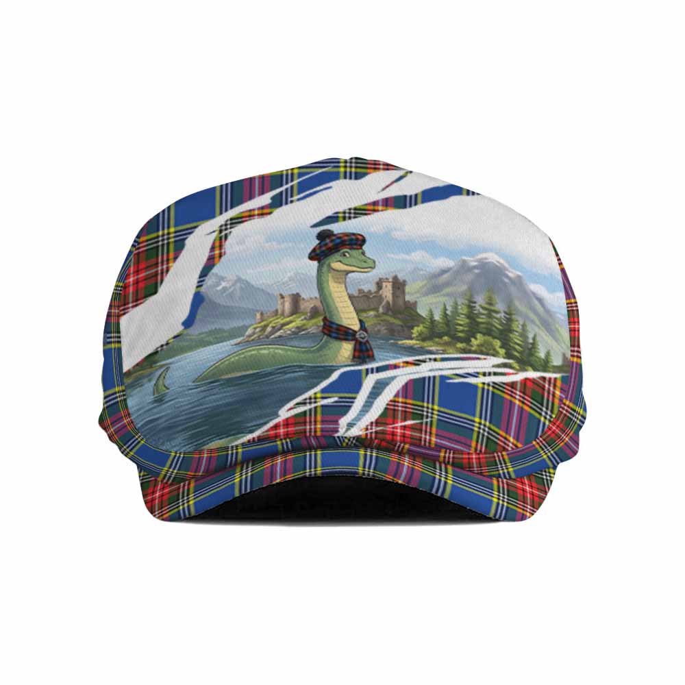 Bethune Tartan Loch Ness Monster Scottish Heritage Art Flat Cap, Jeff Cap