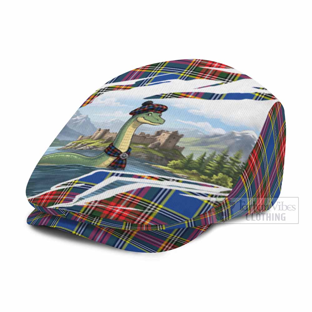 Bethune Tartan Loch Ness Monster Scottish Heritage Art Flat Cap, Jeff Cap