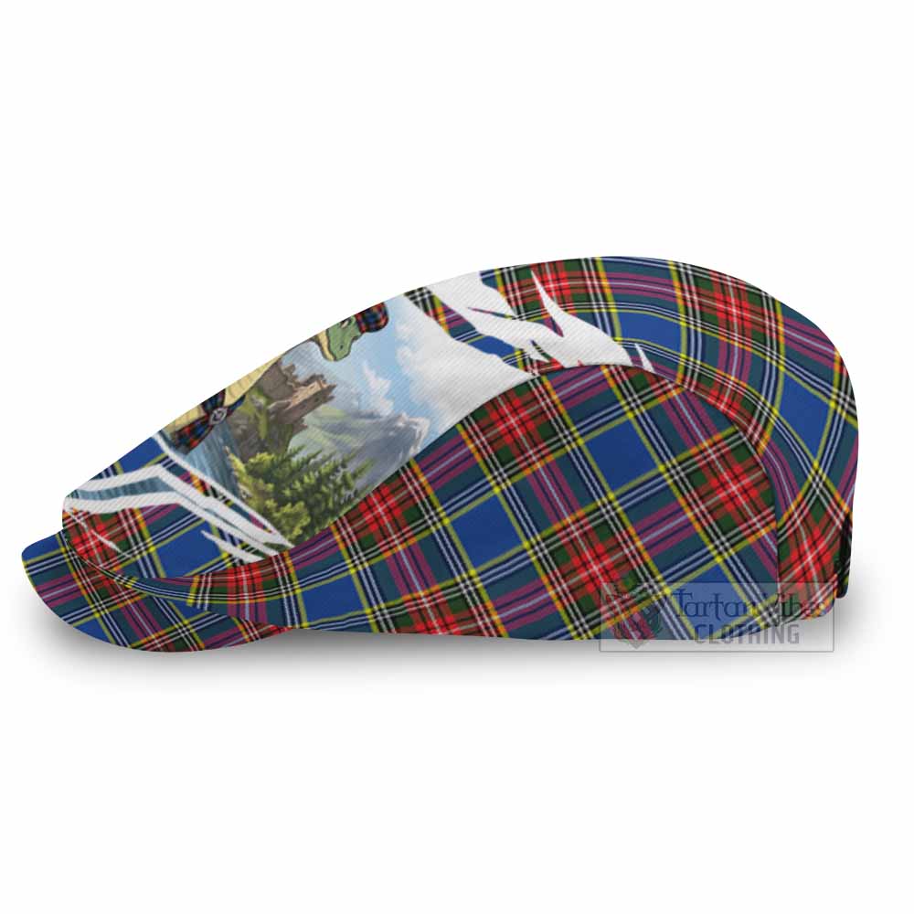 Bethune Tartan Loch Ness Monster Scottish Heritage Art Flat Cap, Jeff Cap