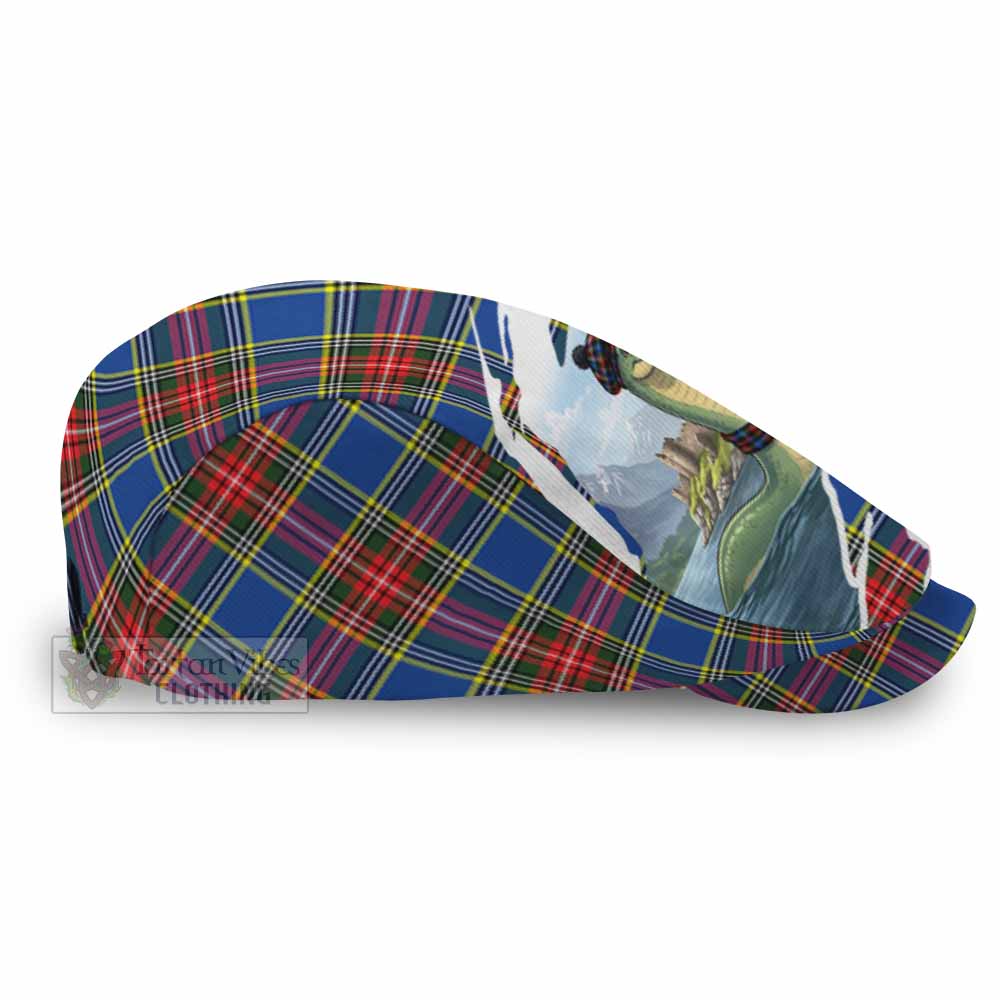 Bethune Tartan Loch Ness Monster Scottish Heritage Art Flat Cap, Jeff Cap