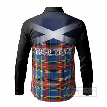 Bethune Tartan Long Sleeve Button Shirts Alba Gu Brath Unicorn Crest
