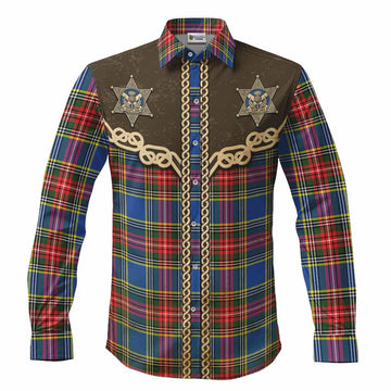 Bethune Tartan Long Sleeve Button Shirts Bigfoot Riding The Kelpie Monster
