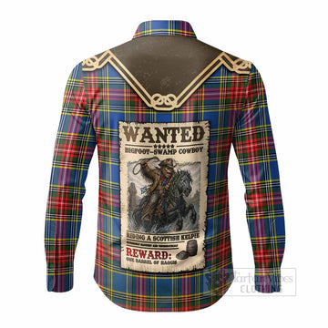 Bethune Tartan Long Sleeve Button Shirts Bigfoot Riding The Kelpie Monster