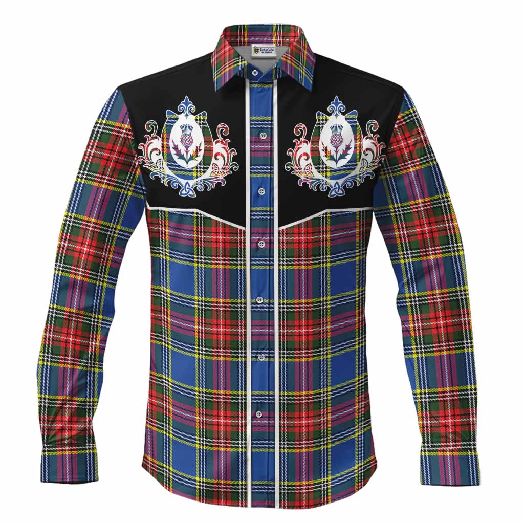 Bethune Tartan Long Sleeve Button Shirts Horseshoe Ornament Men's Shirt S - Tartan Vibes Clothing