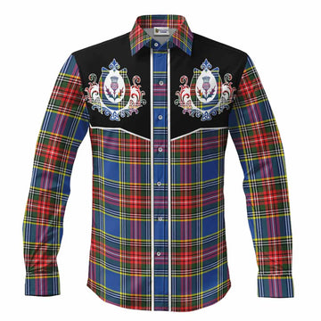 Bethune Tartan Long Sleeve Button Shirts Horseshoe Ornament Men's Shirt S - Tartan Vibes Clothing