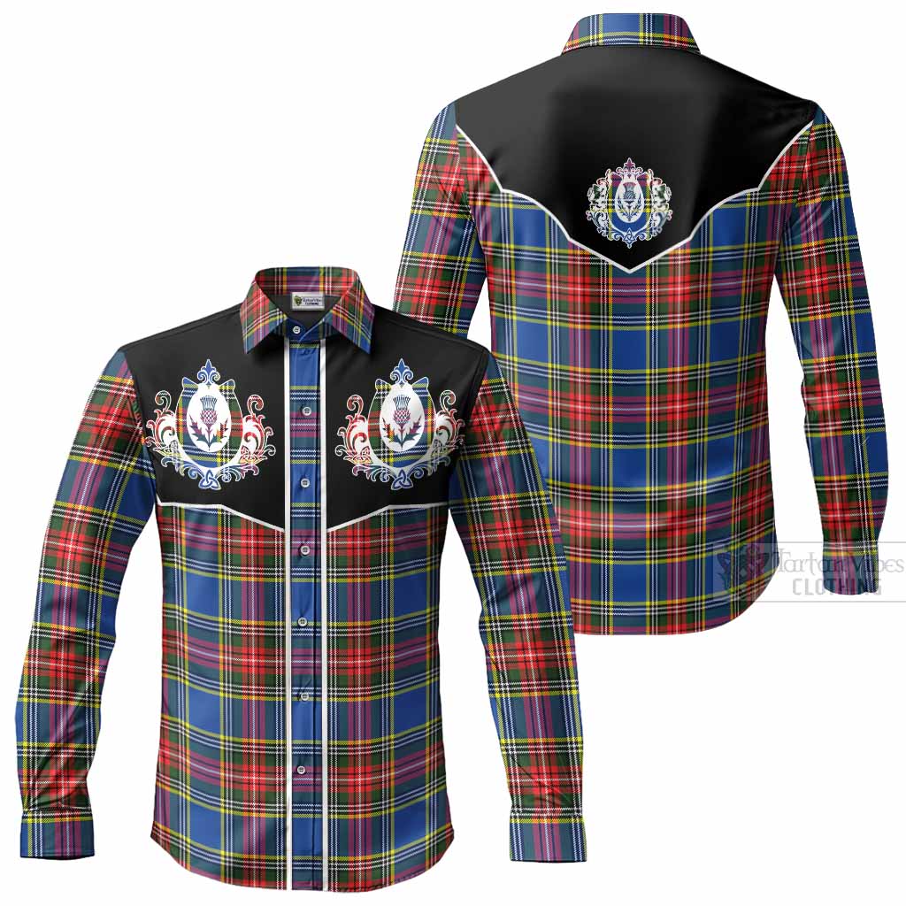 Bethune Tartan Long Sleeve Button Shirts Horseshoe Ornament Men's Shirt - Tartan Vibes Clothing